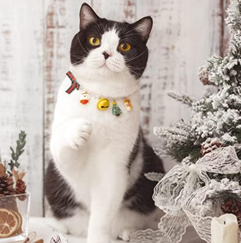 NC חתול שרשרת חג מולד חמוד איש שלג עץ חג המולד צווארון כלב אור כלב פעמונים חרוזים רשימת אביזרים