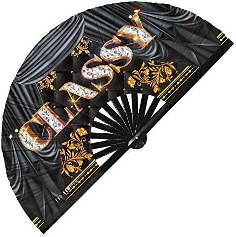 Hypnotiq Classy Hand Fan Gold Gold Rave Faving Fasחי פסטיבל
