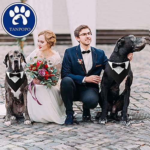 Bnibol טוקסידו צווארון כלבי חתונה, צווארון בנדנה כלבים רשמי עם עניבת פרפר ואבזם מתכוונן, מתאים לחיית מחמד לכלב