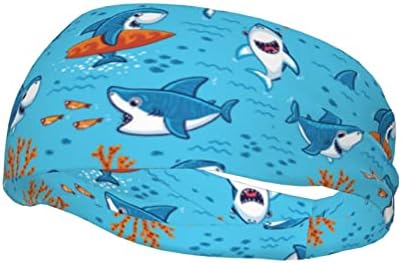 יוניסקס אימון צמידים מתחת למים חמוד קריקטורה כרישים רב תכליתי ספורט סרטי זיעת גברים של ביצועים סרט