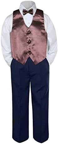 4 pc פעוטות פעוט חליפת מסיבות טוקסידו מכנסי חיל הים חולצת עניבת פרפר סט עניבה 5-7