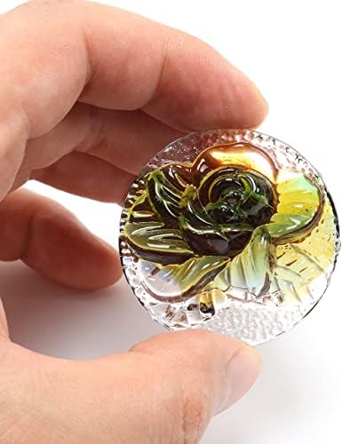 פרח ורד תכשיטים זכוכית עגולה לפרויקט ויטראז 'של יצירת תליית חלון בסגנון טיפאני.