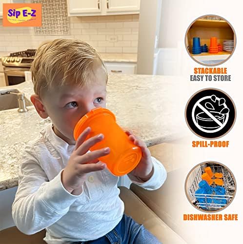 עיצובי אג ' ה כוס קש עבור 1 בן שנה ופעוטות עם מכסה מצורף-הוכחה לשפוך, לערום, בטוח מדיח כלים-10 עוז, 4 לספור