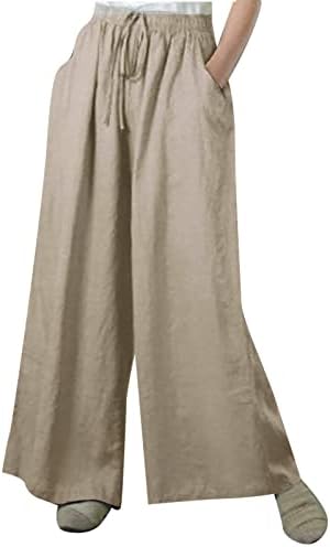 CHGBMOK מכנסי משיכה רחבים לנשים מכנסי רגל רחבים לנשים מכנסי מותניים אלסטיים מזדמנים מכנסי טרנינג עם