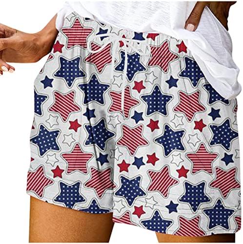מכנסי קיץ של Oplxuo לנשים דגל אמריקאי יום עצמאות יום עצמאות מכנסיים קצרים 4 ביולי מכנסיים קצרים פטריוטיים