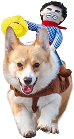 תחפושת חיית מחמד תחפושת לכלב בגדים בגדי תלבושת מחמד סגנון רוכב קאובוי עם בובה וכובע תחפושת לחיות מחמד