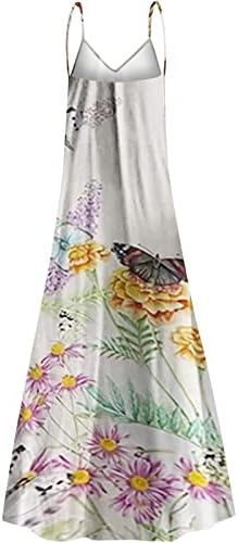 נשים מזדמנים קיץ שמלה בוהו פרחוני הדפס הלטר הצוואר שרוולים האימפריה עניבה המותניים מקסי חוף שמלות