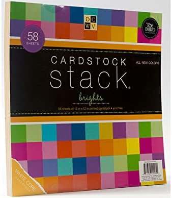 ערימת CardStock DCWV, Brights Makers Brights, 58 גיליונות, 12 x 12 אינץ '