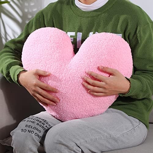 כרית קטיפה לב חמודה 14 על 17 אינץ ' כרית בצורת לב רכה צעצוע לזרוק כריות ממולאות לב קטיפה כריות