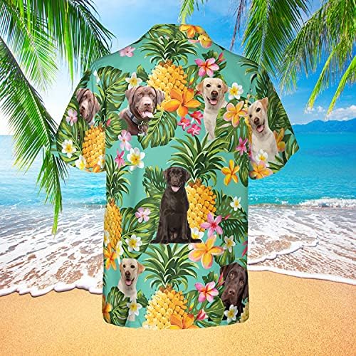 חובב כלבים לגברים חולצה הוואי פנקי כפתור מזדמן למטה סדרת הדפס של גזע כלבים מקצרים.