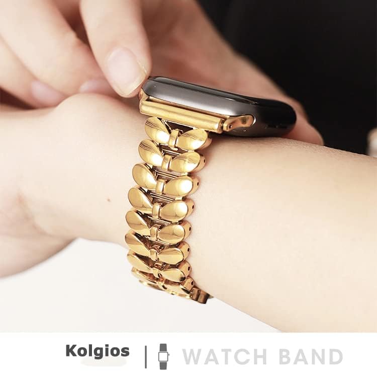 Kolgios 38/40/41 ממ נשים קלאסיות חכמות תואמות תואם לסדרת Apple Watch 8/7/SE/6/5/4 צמיד החלפים מתכוונן מסוגנן