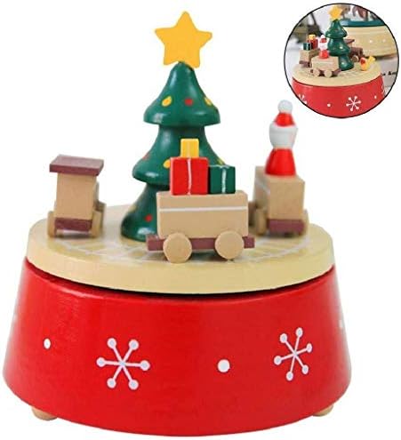 תיבת מוסיקה של HGVVNM - קופסת מוסיקה למתנה לחג המולד קישוט פנים ， קופסת מוסיקה לעץ חג המולד, דפוס חג המולד נחמד