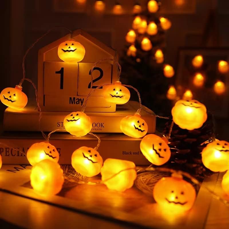 אורות דלעת לקישוטי ליל כל הקדושים 20 אורות מיתרים מקורה חיצונית לפסטיבל רוח רפאים פנסים דקורטיביים