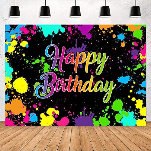 אווזאנו ניאון מתיז יום הולדת רקע צבעוני גרפיטי להתיז צבע שמח יום הולדת צילום רקע מסיבת קישוטי עבור בנות בני