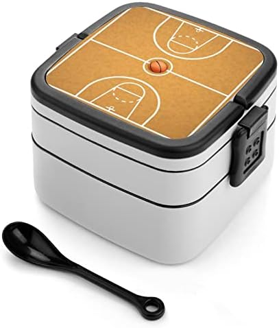 מגרש כדורסל עם הדפסת כדור הכל בקופסת בנטו שכבה כפולה אחת למבוגרים/ילדים קופסת אוכל ערכת ארוחת צהריים ארוחה מכולות