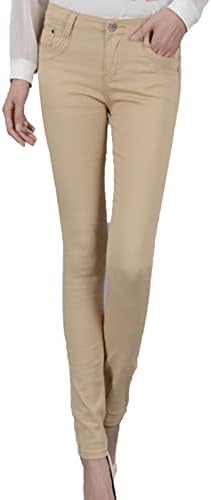 נשים גבוהה מותן למתוח סקיני ג 'ינס מזדמן מוצק צבע רזה בכושר עיפרון ג' ינס הרזיה התחת מעלית ג