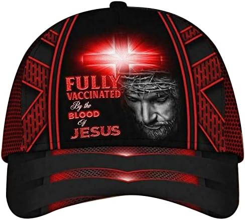 צלב האור האדום של ישו מחוסן במלואו בדם של כובע הבייסבול של ישו ישו חוצה כובע בייסבול פחמן אדום