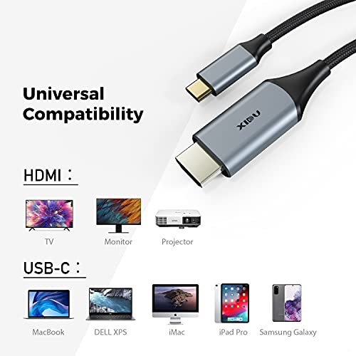 XIDU USB C לכבל HDMI, Philcab USB סוג C לכבל HDMI 6ft 4K@60Hz HDMI לכבל USB C למשרד הביתי, תואם