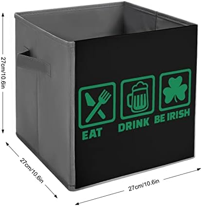 אכלו שתייה והיו איריים לאחסון בד מתקפל בארגן פח קובס קופסה מתקפלת עם ידיות