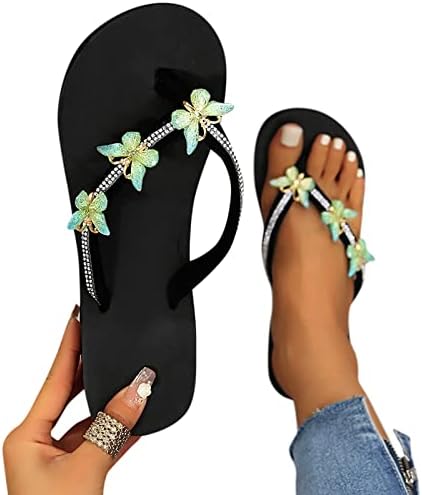 נעלי סמרטוס לנשים לנשים רחיצות קטנות רחיצות אופנה כפכפות קיץ כפכפות סנדלי פרפר ריינסטון מזדמנים נעלי בית