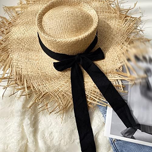 קיץ רפיה כובע נשים חג חוף כובע רחב שוליים שמש הגנת שמש כובע