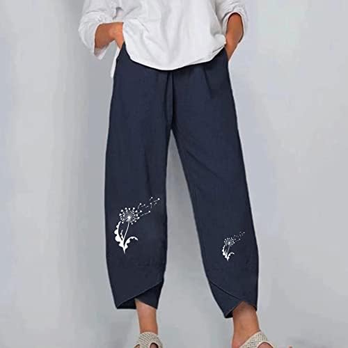מכנסי רגל ישרים מכנסיים מכנסיים מתאימים רופפים לנשים גזה פשתן מזדמן סתיו מכנסי קיץ בגדים KT