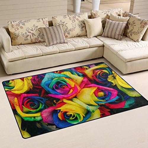 שטיח אזור ווליי, ורדים כהים צבעוניים שטיח רצפת פרחים קשת שטיח לא החלקה למגורים בחדר מעונות חדר חדר שינה