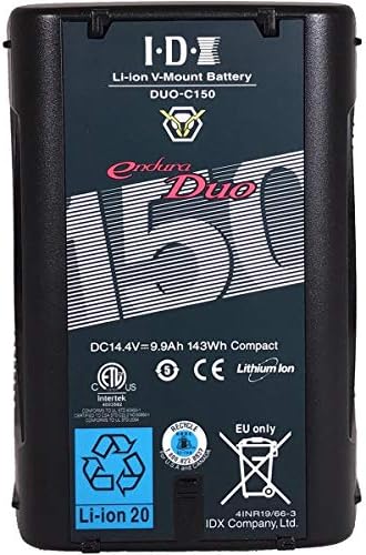 IDX DUO-C150 14.4V 143WH V-Mount סוללת ליתיום-יון בעומס גבוה עם יציאת D-TAP ו- USB