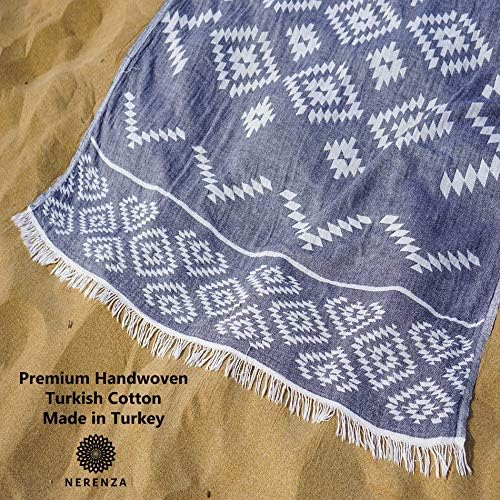 מגבת חוף טורקית פרמיום כותנה פשתמאל - מגבות רחצה טורקיות מסוגננות שמיכה גדולה במיוחד לחוף וחדר