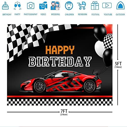 טיקואניקואה 7 * 5 רגל אדום מכונית מירוץ יום הולדת שמח רקע נושא רכב קישוטי מסיבת יום הולדת מסיבת מירוץ רקע