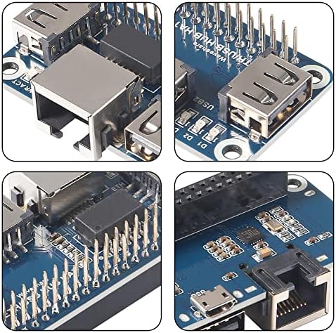 Dorhea Ethernet/USB Hub HAT לוח הרחבה USB ל- Ethernet RJ45 יציאת רשת עבור Raspberry Pi 4 עם יציאת