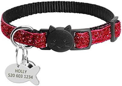 בטיחות הבדלני חתול קולרים שחרור מהיר צווארון חתולי צווארון שרשרת עם פעמון עבור חתול גור , בלינג אדום)