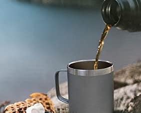 ספל קפה 14 גרם, ספל קמפינג מבודד ואקום עם מכסה, כוס נירוסטה קיר כפול כוס כוס, תרמוס קפה בחוץ,