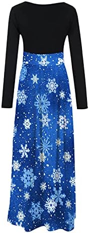 שמלות נשים מזדמנות, סתיו שרוול ארוך טלאים לחג המולד בלוק צבע שמלת שמלת אימפריה המותניים שמלת אורח