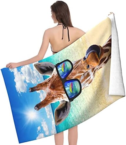 SKT T1 מיקרופייבר מצחיק ג'ירפה מגבת חוף מגבת קריקטורה גירפה עם משקפי שמש על חוף הים מגבות אמבטיה קיץ מגבות