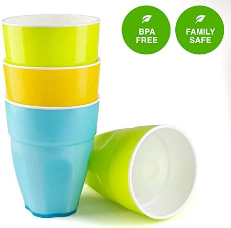 מקסי טבע פלסטיק כוסות סט של 4 - מיקרוגל, מדיח כלים &מגבר; מקפיא בטוח משקפיים - בלתי שביר, קל משקל, עמיד שתיית