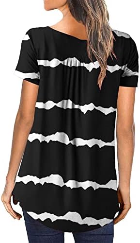נשים חולצות מקרית טוניקת חולצות בציר מודפס אתני סגנון חולצה קצר שרוול הנלי חולצות צווארון מזדמן זורם חולצה