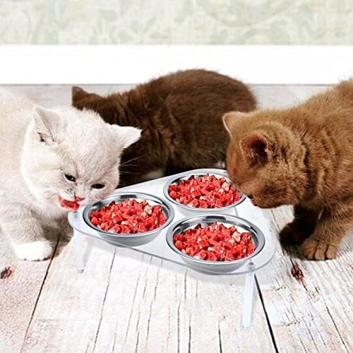 קערות חתולים מוגבהות בפטיו, אקריליק שקוף מוגבה חתול וכלב קטן קערות מים למזון סט מזין לחיות מחמד
