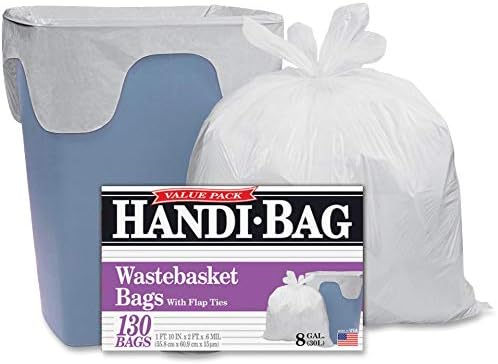 Handi-Bag Hab6fw130 חבילת ערך סופר, 8gal, 0.6mil, 22 x 24, לבן