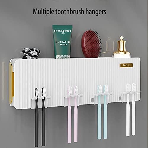מחזיק מברשת שיניים, מחזיק מברשת שיניים לחדר אמבטיה, קיר מברשת שיניים רכוב, עם מכשירי משחת שיניים אוטומטיים,