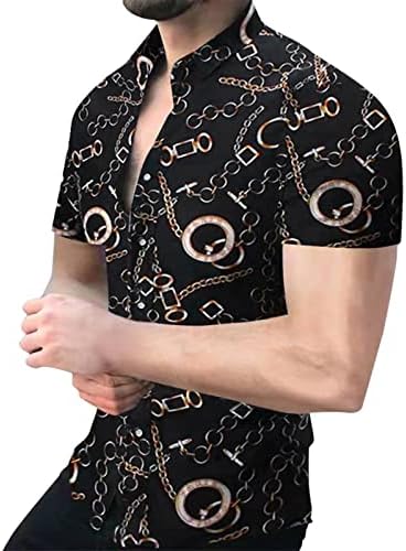 XXBR חולצות כפתור לגברים, צווארון קיצוני של גברים מקיץ שרוול קצר סתיו סתי