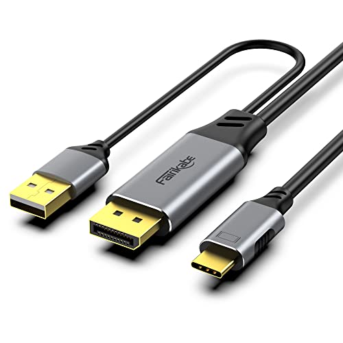 Fairikabe Displayport ל- USB C 4K60Hz, יציאת תצוגה לכבל USB C 6.6ft, DP זכר לממיר זכר מסוג C עבור