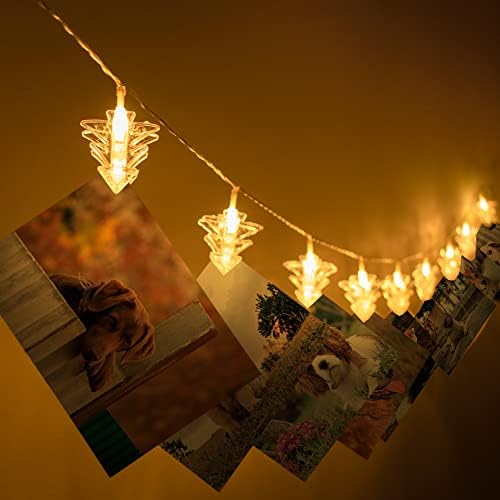 מחזיקי תמונות קישוט לחג המולד - קטעי צילום אורות מיתרים לעיצוב חדר בנות, אורות פיות עם קטעי LED לתלות תמונות,