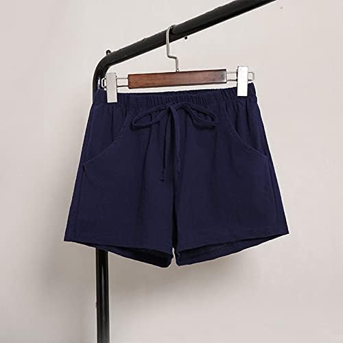 מכנסי פשתן כותנה לנשים מכנסיים קצרים במותניים בקיץ מזדמנים מכנסיים קצרים בטרקלין נוחיים מכנסיים קצרים נושמים