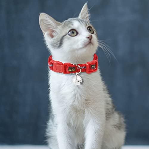 מותאם אישית חתול פנים דפוס חתול צווארון עם פעמון מתכוונן חתול ניילון קולרים חתול אספקת קולרים לכלבים