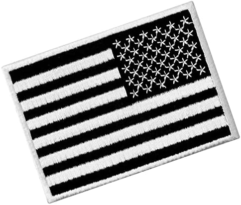 Embtao הפוך טלאי דגל אמריקאי רקום סמל ארהב טקטי ארצות הברית וו אטב צבאי וולאה אפליקציה - לבן ושחור
