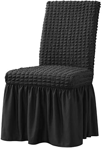 Subrtex 4 PCS כיסויים לכיסא חדר אוכל נמתחים עם חצאית ארוכה, נשלפים נשלפים אנטי-מדדיות אנטי-מדדיות למסיבת