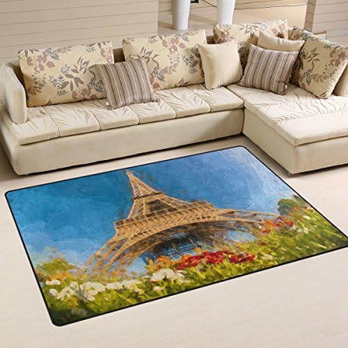שטיח אזור ווליי, מגדל אייפל בסגנון יצירות אמנות פריז שטיח רצפה צרפת שטיח ללא החלקה למגורים בחדר מעונות