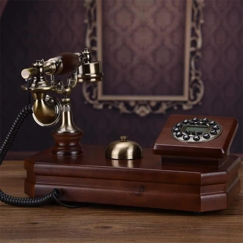 SJYDQ עתיק טלפון קבוע פסטורלי מיושן פסטורלי רטרו רטרו ביתי טלפון קווי עץ מוצק