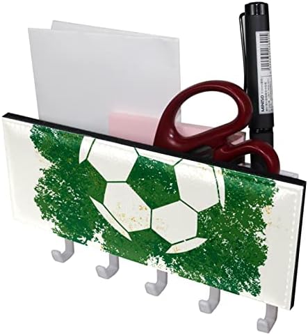 מארגן מדף מתלה ירוק של כדורגל אהבה עם 5 ווים מדף מדף מטבח קיר מדף אחסון רב -פונקציונלי